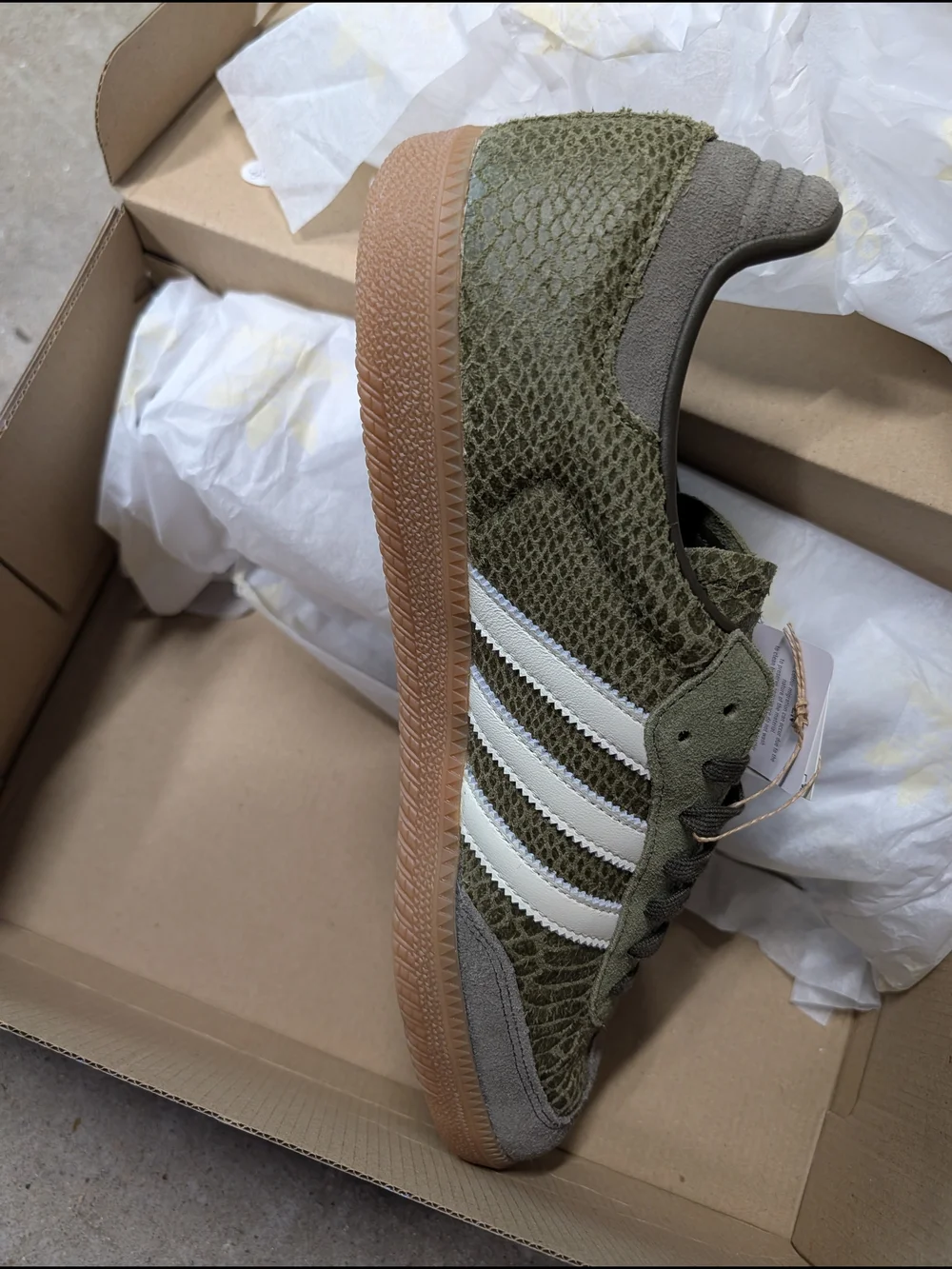 Adidas Samba Olive Green Snakeskin New In Box Gum Sole Sz Men's 12US